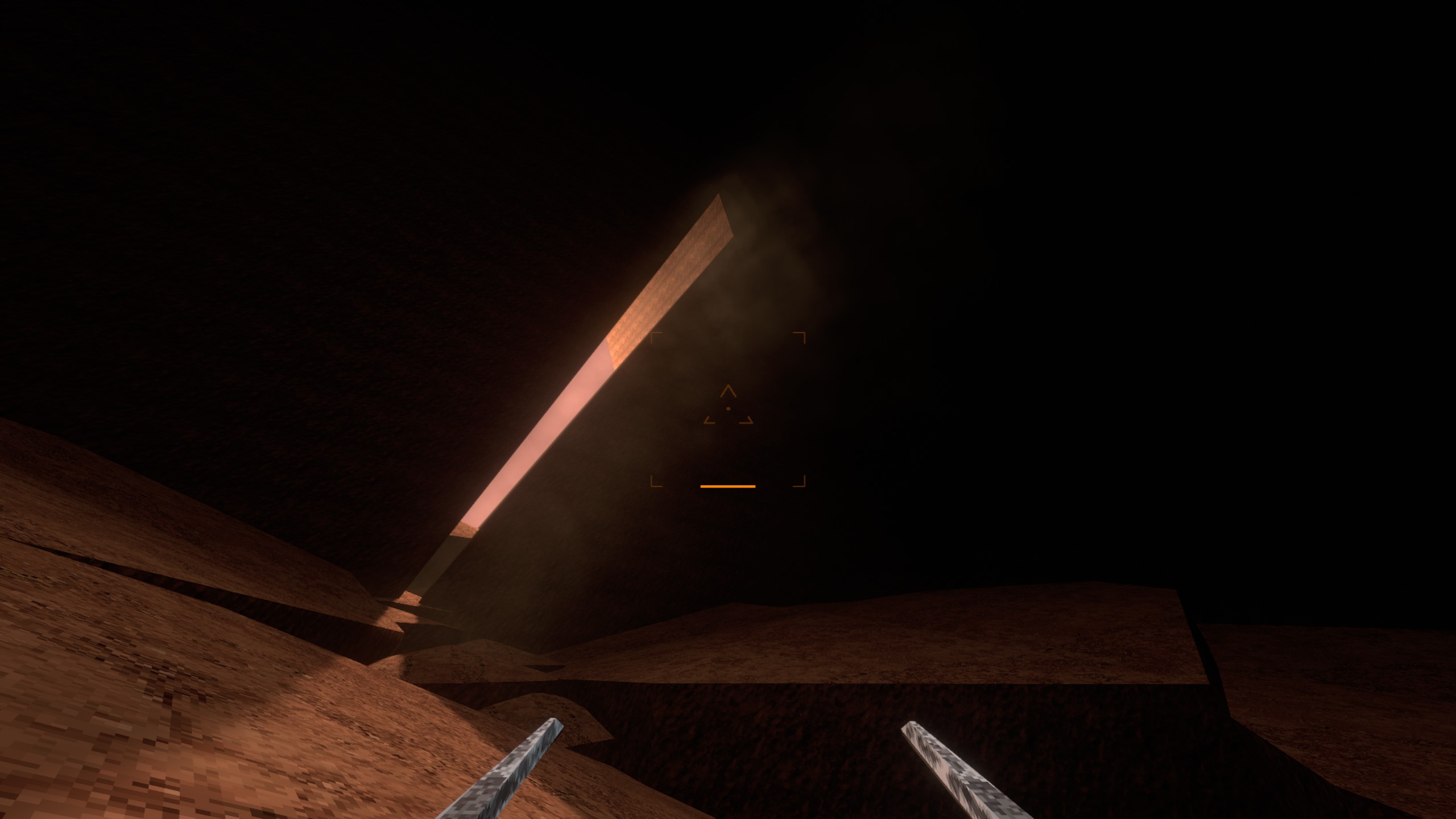 Screenshot of Lorn's Lure, showing a sliver of light shining into a dark cave.